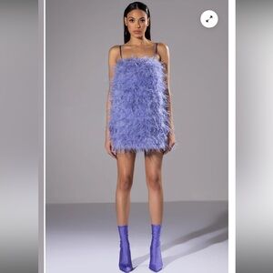 AKIRA Lavender Anything And Everything Mini Feather Dress